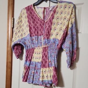 Cato Multicolor Patchwork Blouse